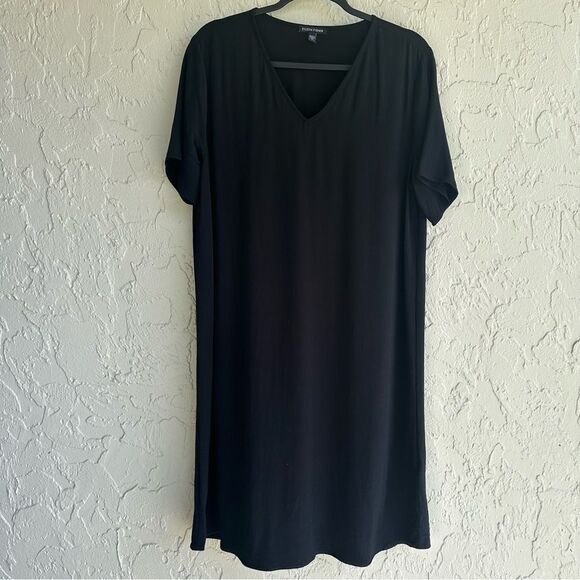 EILEEN FISHER Dress Women Medium Midi Boxy Minimalist Modest Tencel Lyocell - Picture 1 of 8